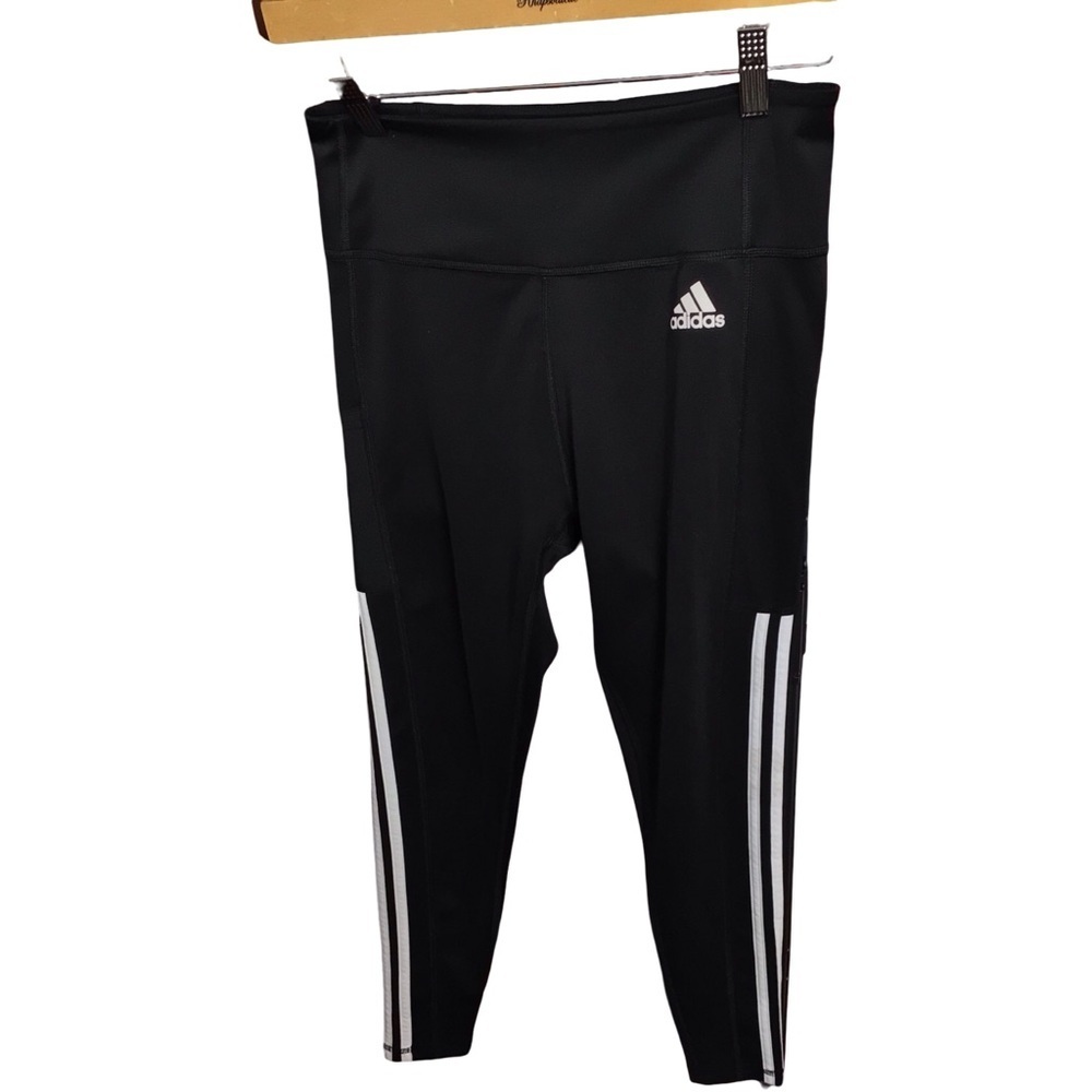 Adidas Kids Black and White Striped Leggings